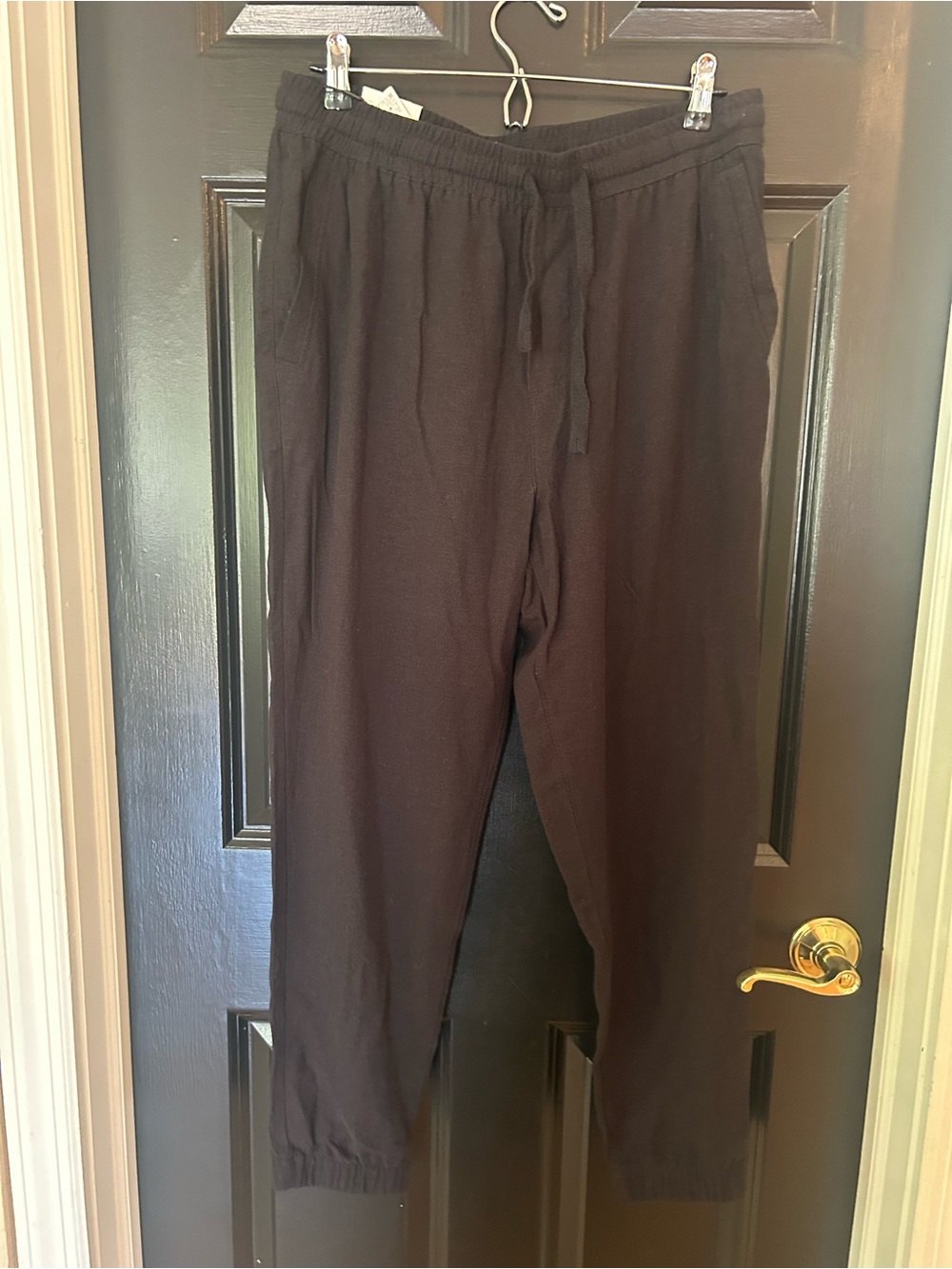 Zara Men's Black Drawstring Linen Joggers